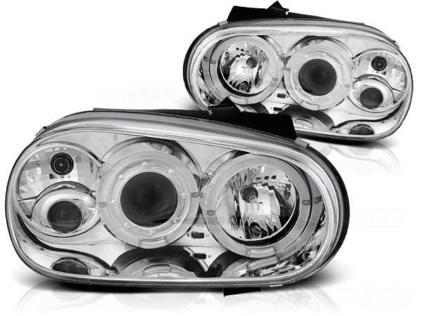 LED Angel Eyes Scheinwerfer für VW Golf 4 97-03 chrom